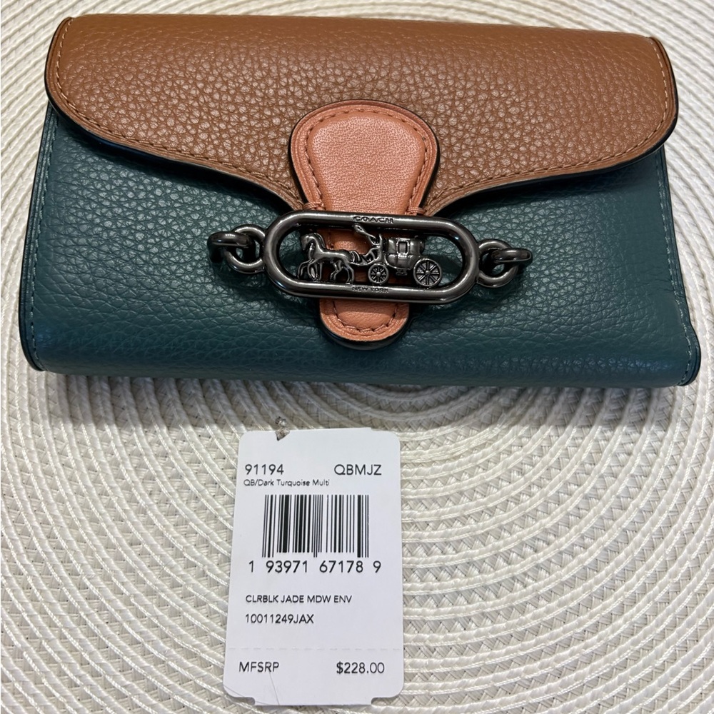 Coach Jade Mini Belt Bag and Wallet- Color Block Dark Turquoise Multi - Picture 12 of 13